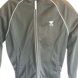 Tyr Athletic Jacket Black Coat  Zipper Front Sweat